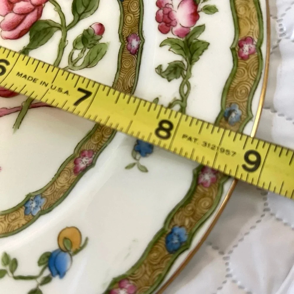 2 George Jones & Sons Crescent Ware Enfield Dinner Plate Floral Chinoiserie